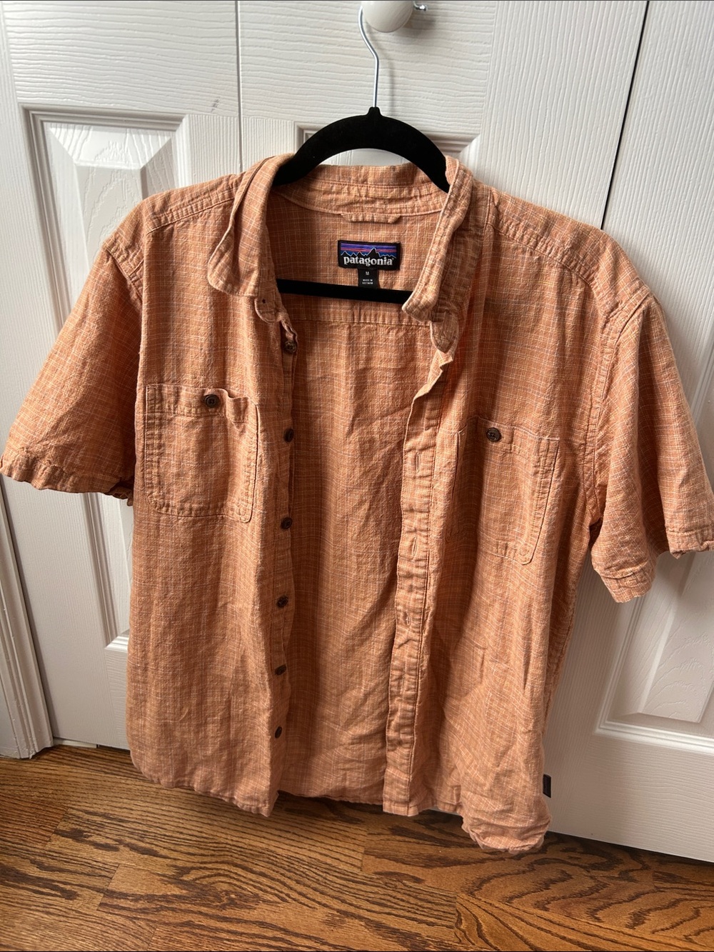 Patagonia Short-Sleeve Button-Up Shirt in Rust Orange